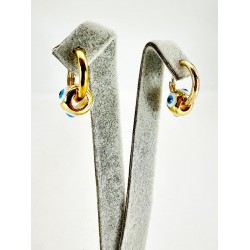 Gold Mavi Nazar Boncuklu Küpe